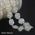 Elegant 16mm cream white ABS imitation pearl rose bead chain for DIY wedding crafts - Rose Shape / 16mm 10m Pack / Beige