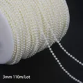 3mm cream white ABS faux pearl bead string roll for DIY jewelry and wedding decor - Round Style / 3mm Approx 110 Meters/Roll / Beige