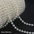 6mm cream white ABS imitation pearl beads chain roll for DIY jewelry wedding craft - Round Style / 6mm Approx 28 Meters/Roll / Beige