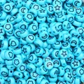 4x7mm blue acrylic beads with star and moon patterns for DIY jewelry making. - 4x7mm Approx. 100 Pieces/Pack / Stars & Moon Blue