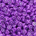 Purple 4x7mm acrylic beads with black heart star and moon patterns for DIY jewelry craft - 4x7mm Approx. 100 Pieces/Pack / Star & Moon Dark Purple