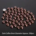 Perle ABS semitonde caffè scuro 8mm senza foro, confezione da circa 200 - Marrone scuro