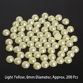 Perle semitonde ABS giallo pallido da 8mm per creazione gioielli e accessori capelli - Giallo chiaro