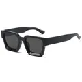 Klassieke zonnebril met dik vierkant frame en UV400-bescherming voor heren dames - Zwart Frame Grijze Lenzen