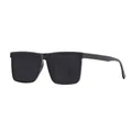Modische schwarze übergroße quadratische Sonnenbrille mit UV-Schutz für Damen und Herren - S / HD-Linse / Schwarzer Rahmen Graue Gläser