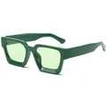 Klassieke zonnebril met dik vierkant montuur in bosgroen en lichtgroene UV400-lenzen - Groen Frame Groene Glazen