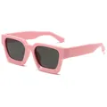 Modische Sonnenbrille mit dickem quadratischem Rahmen in Rosa - Rosa Rahmen Graue Gläser