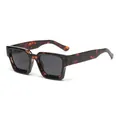 Klassische dicke quadratische Sonnenbrille in Schildpatt-Optik mit UV400-Schutz für Damen - Leopard Rahmen Graue Gläser