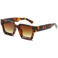 Klassische Sonnenbrille mit dickem quadratischem Rahmen, Schildpattmuster und UV400-Schutz - Leopardenmuster Rahmen Verlaufsbraune Linse