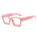 Gafas de sol rosas con montura cuadrada gruesa y lentes de protección UV400 moda - Marco Rosa Lente Clara