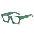 Stijlvolle bril met een dik vierkant montuur in levendig groen en heldere glazen - Groen Montuur / Heldere Lenzen (Anti-Blauw Licht)