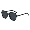 Modieuze oversized vierkante zonnebril voor dames met zwart montuur en donkere glazen - Zwart Frame Zwart Grijze Glazen