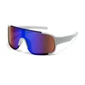 Modische weiße Kinder-Radsport-Sonnenbrille mit großem blau verspiegeltem Glas - 白框绿水银片款
