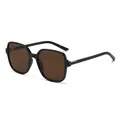 Oversized vierkante zonnebril met zwart montuur en bruine glazen voor mode vrouwen - Zwart Frame Bruine Lenzen