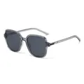 Stijlvolle oversized vierkante zonnebril voor dames in een transparante grijze tint - Grijs Frame / Zwart-Grijze Lenzen