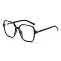 Stylish black square-frame glasses for women with a modern and trendy oversized aesthetic. - Black Frame Clear Lenses