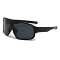Stylish black children's cycling sunglasses with wrap-around shield lens for outdoor wind protection - Black Frame Grey Lens (Adult)