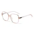 Fashionable oversized square glasses with transparent pink frames - Champagne Frame Clear Lens