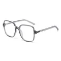 Stylish oversized square fashion glasses with a transparent grey frame for women - Gray Frame Clear Lens