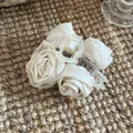 Close-up of cream satin rose hair claw clip with delicate lace edge detailing - 3# Off-White Rose Hair Claw
