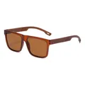 Retro vierkante zonnebril met houtnerf pootjes en bruine UV-beschermende glazen - Bruin Montuur Bruine Lens