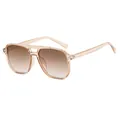 Stylische Pilotensonnenbrille mit transparentem Champagner-Rahmen und braunem Farbverlauf - Transparenter Tee Rahmen Tee Linse