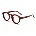 Retro round tortoiseshell sunglasses for men with UV protection and stylish frame. - Blue Light Blocking Glasses / Red Tortoiseshell Frame Clear Lens