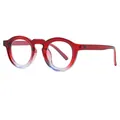 Vintage small round sunglasses with red gradient frames for a trendy fashion street look - Blue Light Blocking Glasses / Red To Transparent Gradient Frame Clear Lens