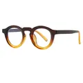 Retro round small frame sunglasses with gradient amber finish and UV protection - Blue Light Blocking Glasses / Gradient Brown Frame Clear Lens