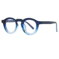 Stylish retro round sunglasses with small blue gradient thick frames for men - Blue Light Blocking Glasses / Gradient Blue Frame Clear Lens