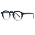 Stylish retro round small frame sunglasses featuring a black to clear gradient finish - Blue Light Blocking Glasses / Black And Transparent Frame Anti Blue Light Clear Lens