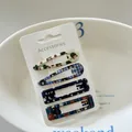 Detail view of 4-piece hair clip set with polka dot and grid patterns on a display card. - 3# (Dark Blue Series)