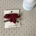 Eleganter Vintage-Haarklammern-Set aus burgunderfarbenem Samt mit Herz auf Schmuckkarte - Roter Stil (14#) / 2 Stück/Set