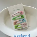 Close-up of four colorful polka dot and checkered hair clips on a display card. - 6# (Pink Green Plaid)