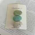 Set of 3 fresh style fabric covered BB hair clips with floral and polka dot patterns - Set of 3 / 21# (Green Blue Floral)