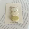 Set of three floral and polka dot oval BB hair clips on display card - Set of 3 / 19# (Orange Floral)