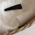 Elegant Korean style minimalist black hair clip with white polka dot pattern design - Black Triangle White Polka Dot Hair Clip (9#)