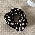 Elegant black and white polka dot scrunchie with soft cotton texture - White Edge Black White Polka Dot (5#)