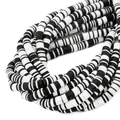 Perles Heishi en pâte polymère à rayures noires et blanches 6 mm pour bijoux DIY - 6x1mm Perles en Vrac / Environ 350 Pièces/Paquet / Mélange de Noir