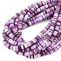 Perles heishi en pâte polymère mélangées violettes de 6 mm pour la création de bijoux - 6x1mm Perles en Vrac / Environ 350 Pièces/Paquet / Mélange Couleur Violette