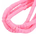 Perles Heishi en pâte polymère rose vif de 6mm pour la création de bijoux et de bricolage DIY - 6x1mm Perles en Vrac / Environ 350 Pièces/Paquet / Rose