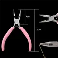 Rosa Spitzzange für Schmuck-DIY-Bastelarbeiten mit 12 cm Länge und 4 cm Backe - Flachrundzange (Ohne Zähne) / 12cm / Rosa Griff