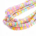 Perles heishi en pâte polymère colorée de 6 mm pour la création de bijoux et colliers DIY - 6x1mm Perles en Vrac / Environ 350 Pièces/Paquet / Mélange Rose