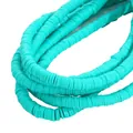 Brin de perles Heishi 6mm en pâte polymère bleu turquoise pour la création de bijoux DIY - 6x1mm Perles en Vrac / Environ 350 Pièces/Paquet / Bleu Paon