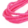 Perles heishi 6mm en argile polymère rose vif pour la fabrication de bijoux DIY à la main - 6x1mm Perles en Vrac / Environ 350 Pièces/Paquet / Rose Foncé
