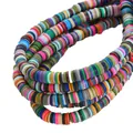 Perles heishi multicolores de 6mm en pâte polymère pour la fabrication de bijoux faits main - 6x1mm Perles en Vrac / Environ 350 Pièces/Paquet / Couleurs mélangées foncées