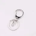 Minimalistischer Schlüsselanhänger aus Zinklegierung mit Haken und flachem Ring - D-Ring Verschluss / 5 Stück / Silber (Weiß K)