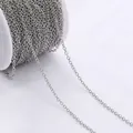 Cadena de eslabones O bañada en plata de alta calidad en carrete para joyería artesanal - Cadena de Eslabones Redondos / 2mm 1 Metro / Plata dorada blanca