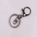 Langlebiger Schlüsselanhänger aus Zinklegierung in Gunmetal mit Karabiner und Schlüsselring - Achter-Schnalle / 5 Stück / Gunmetal