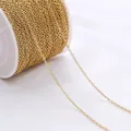 Carrete de cadena fina de eslabones O chapada en oro 18K para creación de joyas DIY - Cadena de Eslabones Redondos / 2mm 1 Metro / Chapado en oro de 14K
